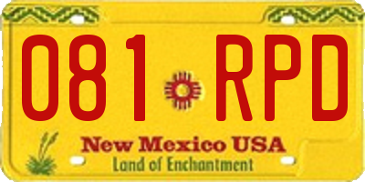 NM license plate 081RPD