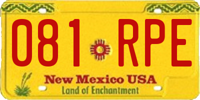 NM license plate 081RPE