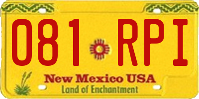 NM license plate 081RPI