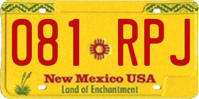 NM license plate 081RPJ