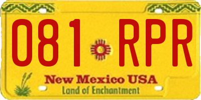NM license plate 081RPR