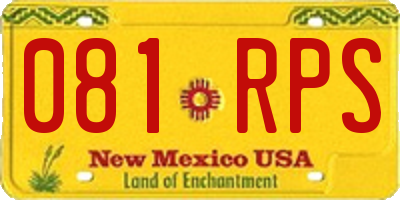 NM license plate 081RPS