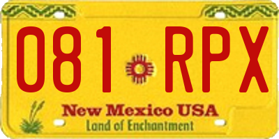 NM license plate 081RPX