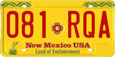 NM license plate 081RQA