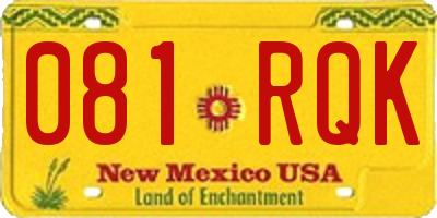 NM license plate 081RQK