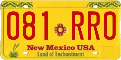 NM license plate 081RRO