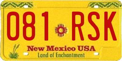 NM license plate 081RSK