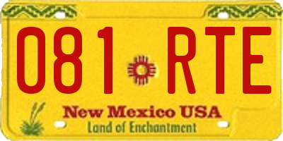NM license plate 081RTE