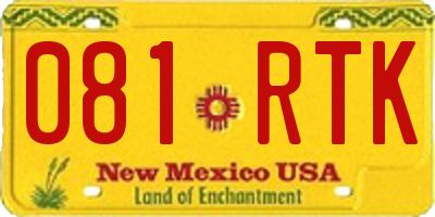 NM license plate 081RTK