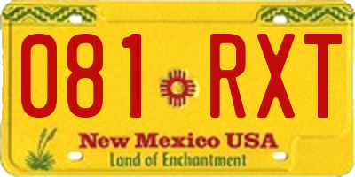 NM license plate 081RXT