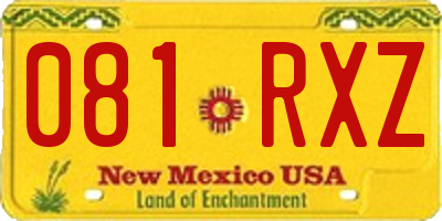 NM license plate 081RXZ