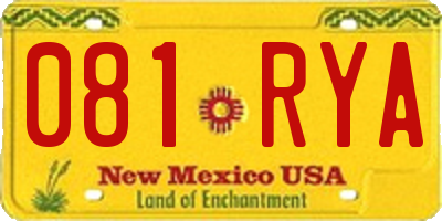 NM license plate 081RYA