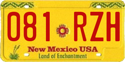 NM license plate 081RZH
