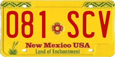 NM license plate 081SCV