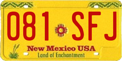 NM license plate 081SFJ