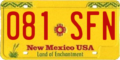 NM license plate 081SFN