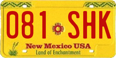 NM license plate 081SHK
