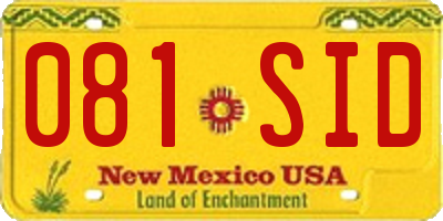 NM license plate 081SID