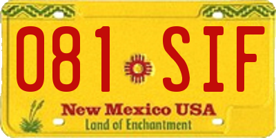 NM license plate 081SIF