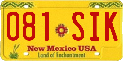 NM license plate 081SIK