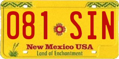 NM license plate 081SIN