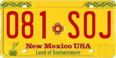NM license plate 081SOJ