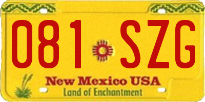NM license plate 081SZG