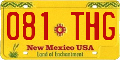 NM license plate 081THG