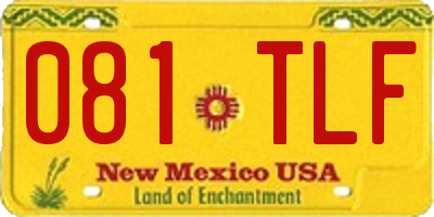 NM license plate 081TLF