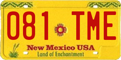 NM license plate 081TME