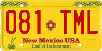 NM license plate 081TML