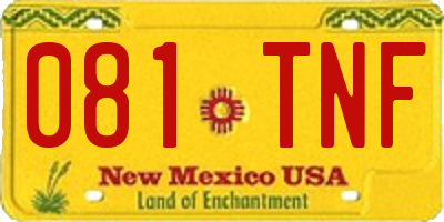 NM license plate 081TNF