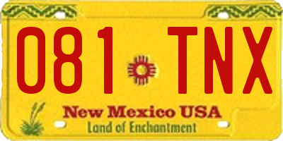 NM license plate 081TNX