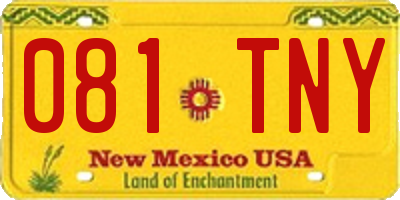 NM license plate 081TNY