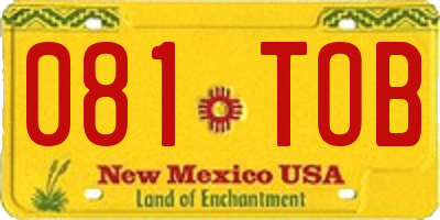 NM license plate 081TOB