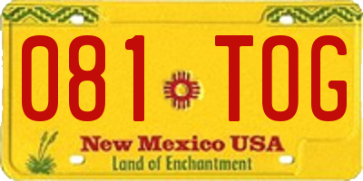 NM license plate 081TOG