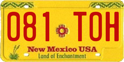 NM license plate 081TOH