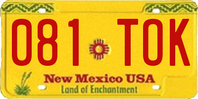 NM license plate 081TOK
