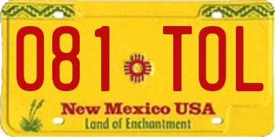 NM license plate 081TOL