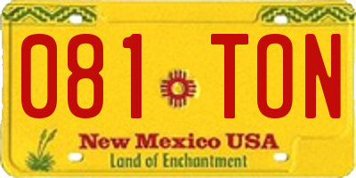NM license plate 081TON