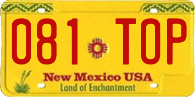 NM license plate 081TOP