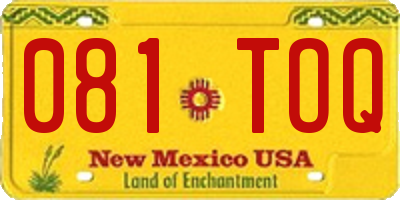 NM license plate 081TOQ