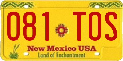 NM license plate 081TOS