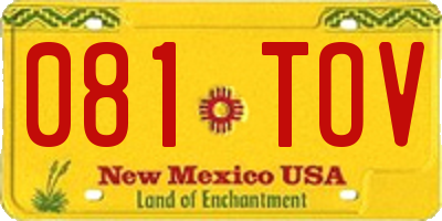 NM license plate 081TOV