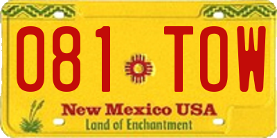 NM license plate 081TOW