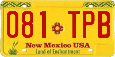 NM license plate 081TPB