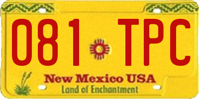 NM license plate 081TPC