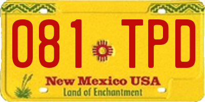 NM license plate 081TPD