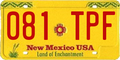 NM license plate 081TPF