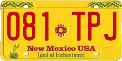 NM license plate 081TPJ